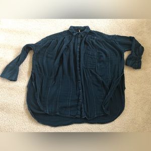 Free People FP oversized batwing button down shirt green S